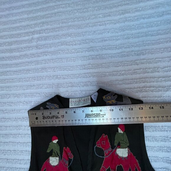 Passports of Pier 1 Imports Women's Vintage Vest Embroidered Animal Black Small - Picture 5 of 8